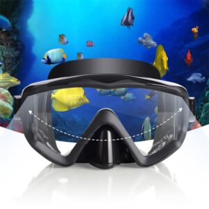 Masque de natation grand angle — vision panoramique, monture noire