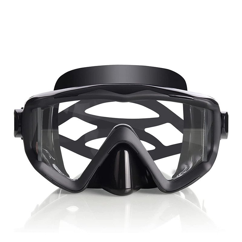 Masque de natation grand angle — vision panoramique, monture noire